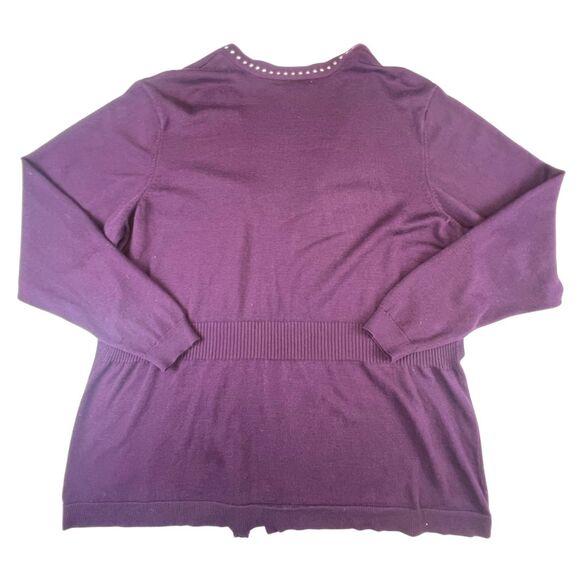 89th Madison Cardigan 1X Purple Open Front Silver Studded Dark Academia Sweater - Picture 6 of 9